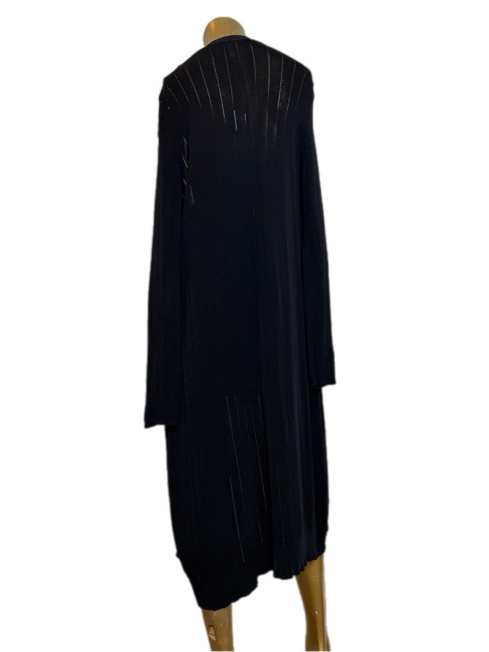 GF Gentle Fawn NWT Rayon/Poly Black Pointelle Knit Long Duster Cardigan XS NWT - Picture 8 of 11